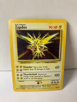 Zapdos 16/102 Base Set Holo Rare Pokemon Card WOTC 1999 LP/MP - Image 1