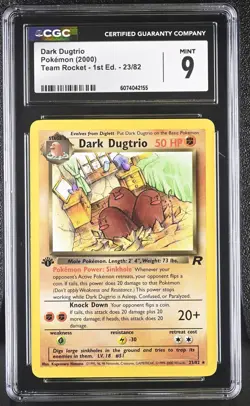 CGC 9 MINT Dark Dugtrio Team Rocket 1st Edition 23/82 Pokemon Card - Image 1
