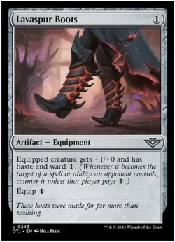 Lavaspur Boots (Foil, #243, NM) Outlaws of Thunder Junction (OTJ), MTG - Image 1