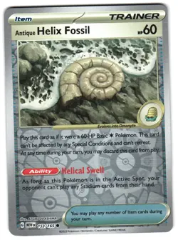 Antique Helix Fossil 153/165 Reverse Holo SV: Scarlet & Violet 151 Pokemon TCG - Image 1