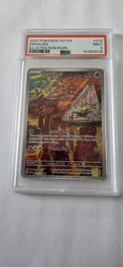 2023 Pokemon SVI en Drowzee Illustration Rare Card #210/198 PSA 9 - Image 1