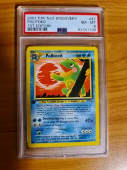 POKEMON - PSA 8 - POLITOED - 27/75 - 1ST EDITION NEO DISCOVERY GRADED CARD - Image 1