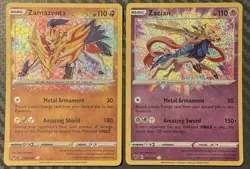 Pokemon TCG Vivid Voltage Zacian 082/185 Zamazenta 102/185 Amazing Rare - Image 1