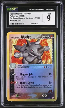 CGC 9 Team Magma's Rhydon EX Team Magma Vs Aqua 11/95 Reverse Holo Pokemon - Image 1