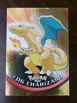 DMG! 1999 Series 1 Topps Pokemon HOLO FOIL #06 Charizard Blue Logo - Image 1