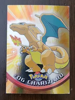 DMG! [#2] 1999 Series 1 Topps Pokemon HOLO FOIL #06 Charizard Blue Logo - Image 1