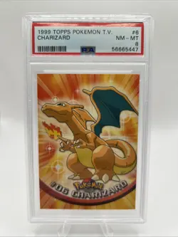 Charizard #6 Pokemon Topps TV Animation Series PSA 8 - Image 1