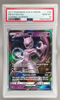 2017 Pokemon Sun Moon Shining Legends 39 Mewtwo GX PSA 10 143279937 - Image 1
