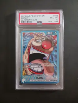 One Piece Card Game TCG Buggy OP09-042 Alt Art Leader PSA 10 - Image 1