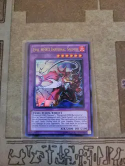 YUGIOH EVIL HERO INFERNAL SNIPER LCGX-EN071 SUPER UNLIMITED ED NM - Image 1