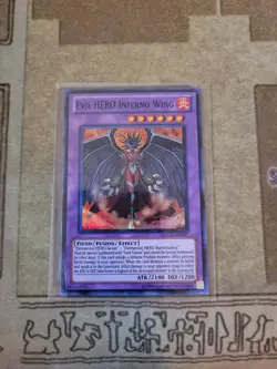 YUGIOH EVIL HERO INFERNO WING LCGX-EN067 SUPER UNLIMITED ED NM - Image 1