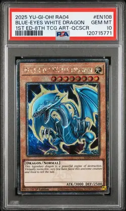 Yugioh PSA 10 2025 Blue-Eyes White Dragon RA04-EN108 QCR 1st Edition "8th" *5771 - Image 1