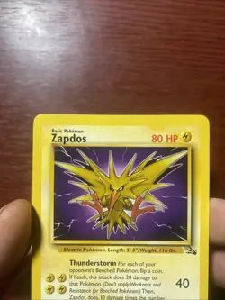 Vintage Zapdos 30/62 - Unlimited Fossil Non Holo Rare WOTC Pokemom Card c553 - Image 2