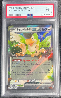 Squawkabilly ex #75 PSA 9 – Paldean Fates – Pokemon Card – Graded Mint - Image 1