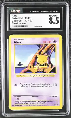 CGC 8.5 Abra 1999 Base Set 43/102 Shadowless Pokemon Card - Image 1
