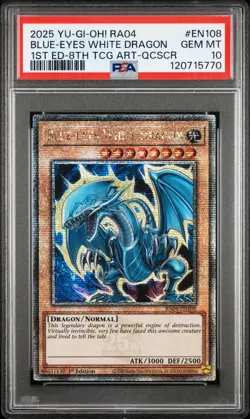 Yugioh PSA 10 2025 Blue-Eyes White Dragon RA04-EN108 QCR 1st Edition "8th" *5770 - Image 1