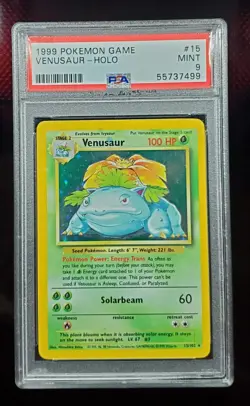 1999 Pokemon Venusaur PSA 9 MINT Base Set Unlimited Holo 15/102 🍃✨ - Image 1