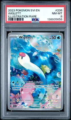 2023 POKEMON SVI EN-SCARLET & VIOLET 206 WIGLETT ILLUSTRATION RARE PSA 8 - Image 1