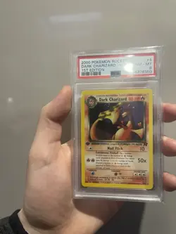 Pokemon TCG Dark Charizard 4/82 1st Edition PSA 8 Tail Swirl - Image 1
