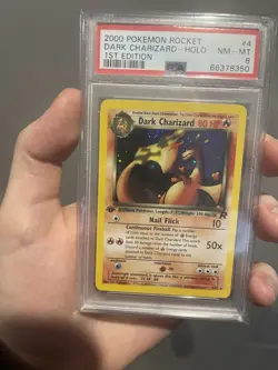 Pokemon TCG Dark Charizard 4/82 1st Edition PSA 8 Tail Swirl - Image 2