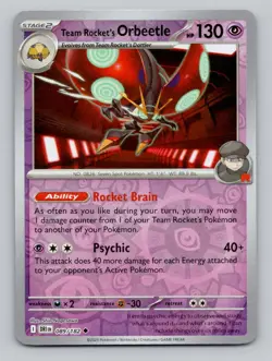 Reverse Holo Team Rocket's Orbeetle 089/182 Uncommon Destined Rivals Pokemon - Image 1