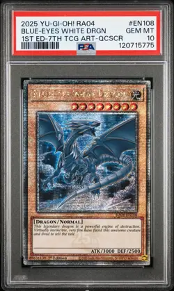 Yugioh PSA 10 2025 Blue-Eyes White Dragon RA04-EN108 QCR 1st Edition "7th" *5775 - Image 1