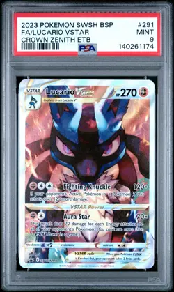 PSA 9 Lucario VSTAR 291 Black Star Promo Crown Zenith Pokemon - Image 1