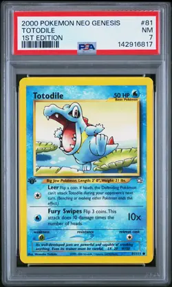 2000 POKEMON NEO GENESIS 1ST ED #81 TOTODILE PSA 7 - Image 1