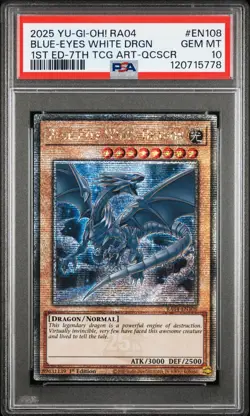Yugioh PSA 10 2025 Blue-Eyes White Dragon RA04-EN108 QCR 1st Edition "7th" *5778 - Image 1