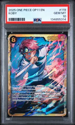 PSA 10 2025 One Piece Op11-A Fist Of Divine Speed #119 Koby GEM MT - Image 1