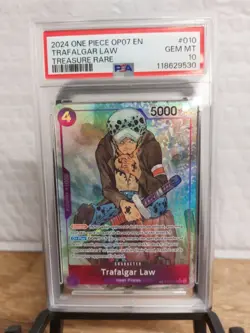 Trafalgar Law One Piece 2024 OP07 Treasure Rare English TR ST10-010 SR PSA 10 - Image 1