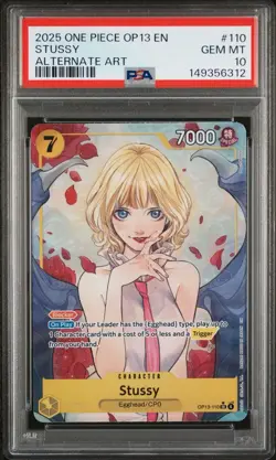 2025 ONE PIECE OP13 110 CARRYING ON HIS WILL STUSSY ALT ART PSA 10 GEM MINT - Image 1