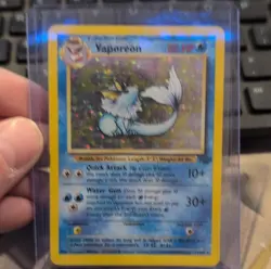 Pokemon Vaporeon Jungle 12/64 Holo Rare 80 HP Quick Attack Water Gun English - Image 1