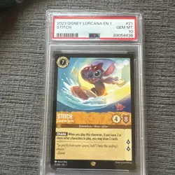 2023 Disney Lorcana EN 1 STITCH Carefree Surfer #21 Legendary Non-Foil PSA 10 - Image 1