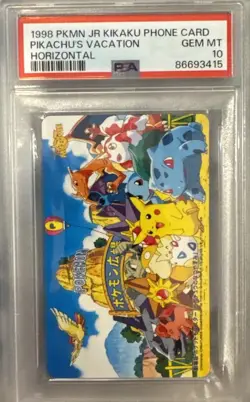 Pokemon Phone Card PSA 10 Pikachu's Vacation Horizontal Japanese Movie 1998 - Image 1