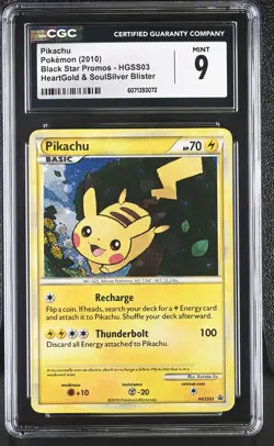 CGC 9 MINT Pikachu 2010 Black Star Promos HGSS03 Holo Pokemon Card - Image 1