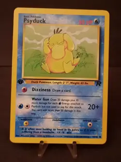 Pokemon Card TCG Psyduck 65/82 1st edition team rocket card. VLP-NM - Image 1
