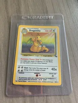 Pokemon TCG Dragonite Fossil Holo Unlimited Rare Card 4/62 Vintage WOTC - Image 1