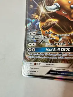 Pokemon Card Tauros GX 100/149 Sun & Moon Base Holo Ultra Rare - See Photos! - Image 4