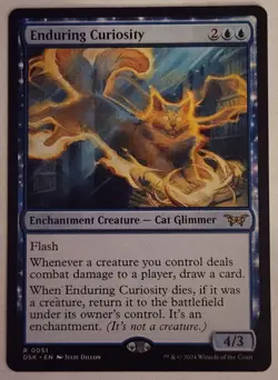 Enduring Curiosity MTG DSK 0051 NM UNPlayed Blue Rare Enchantment Card Draw - Image 1