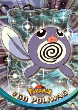 Pokemon #60 Poliwag Card Topps TV Animation Edition Blue Label - Image 1