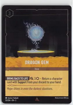Disney Lorcana TCG Rise of the Floodborn Foil Rare #33 Dragon Gem Item Card - Image 1