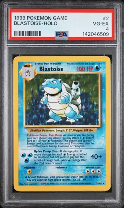 1999 POKEMON GAME #2 BLASTOISE-HOLO PSA 4 - Image 1