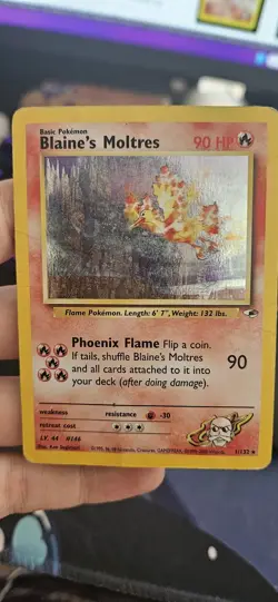 Blaine's Moltres 1/132 Gym Heroes Holo w/swirl - Image 1