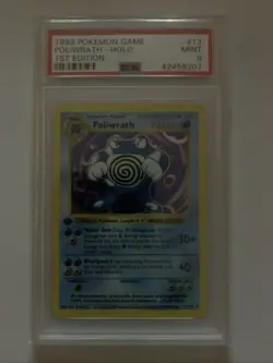 1999 Pokemon Base Set Shadowless 1st Edition Holo Poliwrath #13 PSA 9 MINT Rare - Image 1