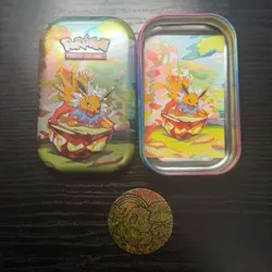 Pokemon Prismatic Evolutions Mini Tin Jolteon - Empty No Cards - coin & art - Image 1