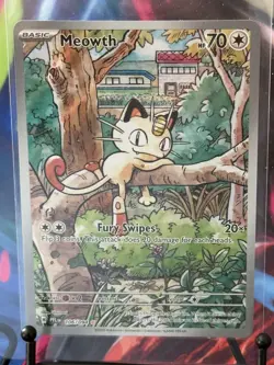 Pokemon Meowth 106/094 Prismatic Evolutions Illustration Rare Basic Card 70 HP - Image 2