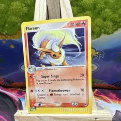 Pokemon Flareon 5/100 EX Sandstorm Holo Rare 80 HP Stage 1 Flamethrower - Image 1