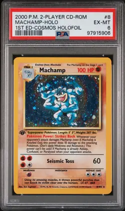 2000 POKEMON 2-PLAYER CD-ROM STARTER SET 1ST ED COSMOS FOIL MACHAMP-HOLO PSA 6 - Image 1