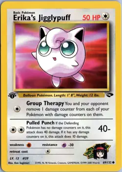 ERIKA'S JIGGLYPUFF 69/132 COMMON GYM CHALLENGE POKEMON 1ST EDITION NM - Image 1